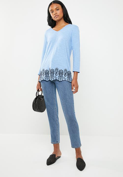 edit - 3/4 sleeve blouse - blue
