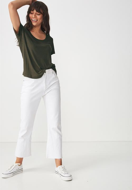 Cotton On - Elise scoop neck rib tee - khaki green