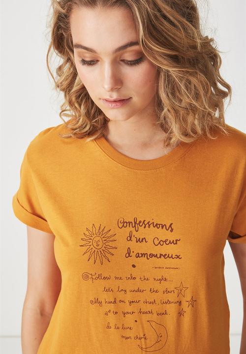 Cotton On - Tbar fox graphic tee - orange