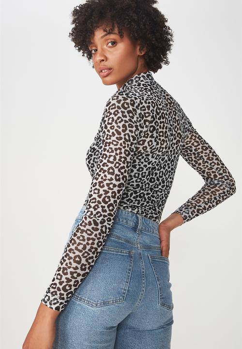Cotton On - Mesh long sleeve top - black & grey 