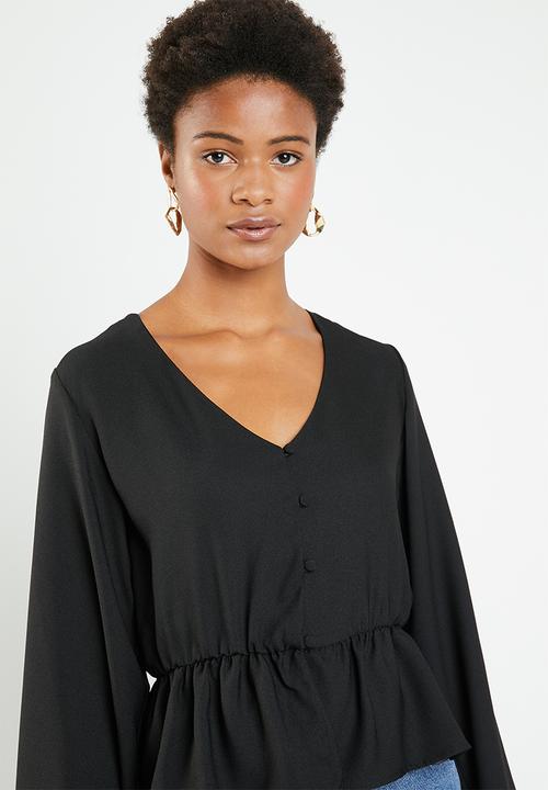 Superbalist - Feminine blouse with peplum - black