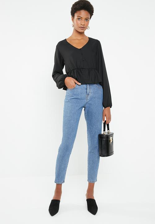 Superbalist - Feminine blouse with peplum - black