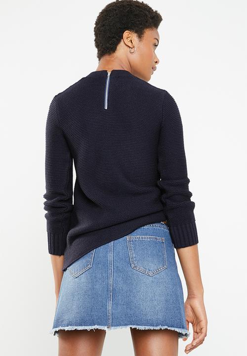 Superbalist - Zip back round neck - navy