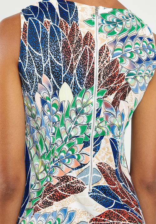 Revenge - All-over print dress - green/blue and coral