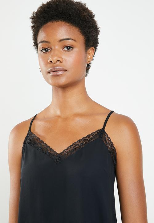 Superbalist - Cami with lace trim - black 