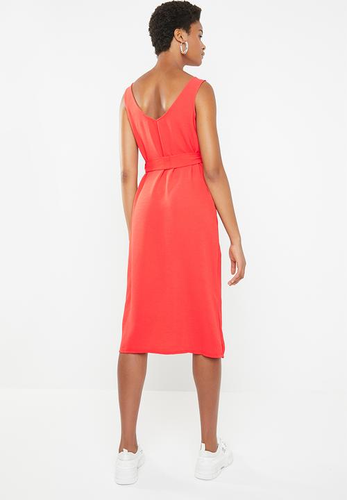 Superbalist - Button through midi dress - coral