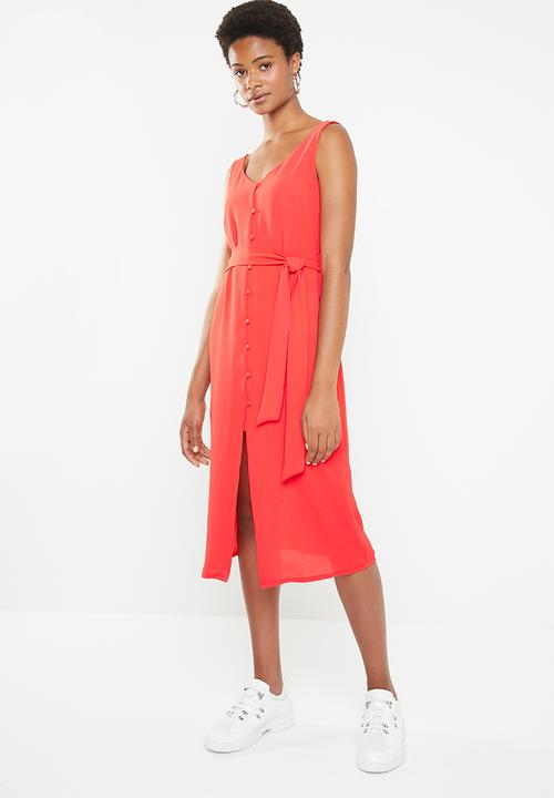 Superbalist - Button through midi dress - coral