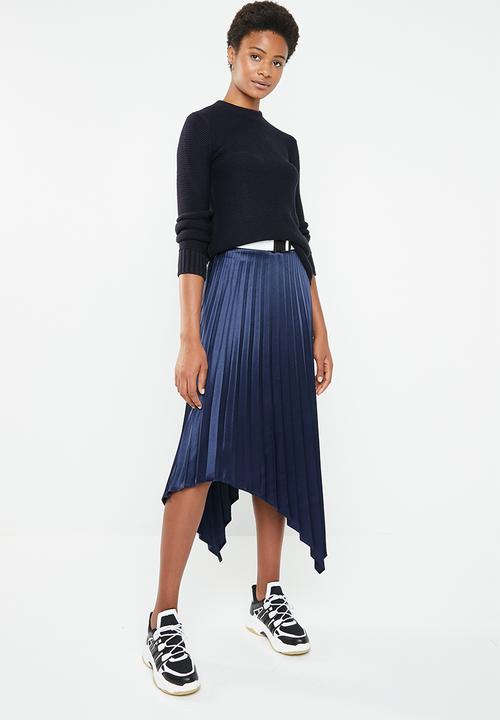 Superbalist - Hanky hem pleated skirt - navy