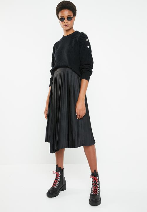 Superbalist - Wrap pleated midi skirt - black