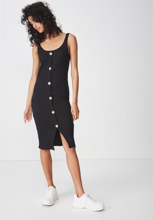 Cotton On - Lola ribbed midi dress - black