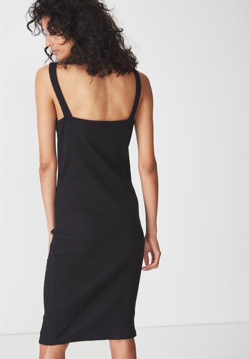 Cotton On - Lola ribbed midi dress - black
