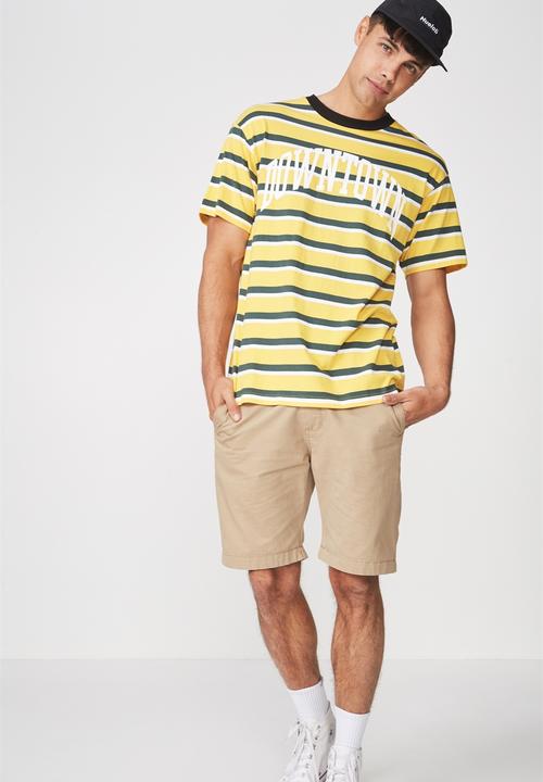 Cotton On - Downtown loose fit tee - yellow & green 