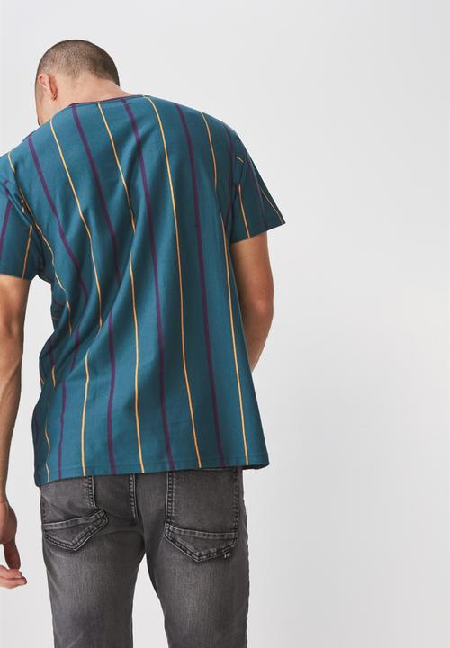 Cotton On - Downtown loose fit tee - blue & orange