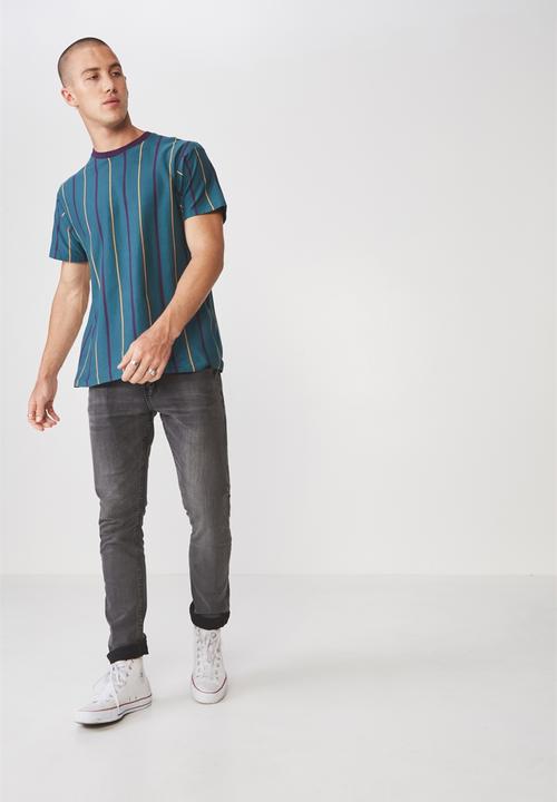 Cotton On - Downtown loose fit tee - blue & orange