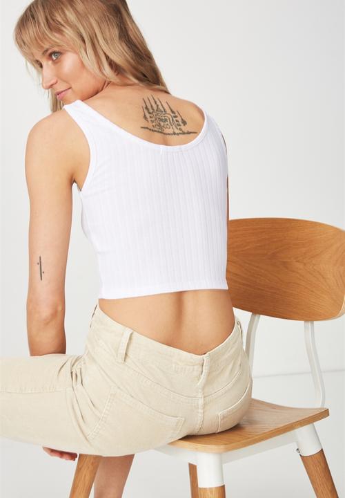 Cotton On - Sahara rib crop tank - white