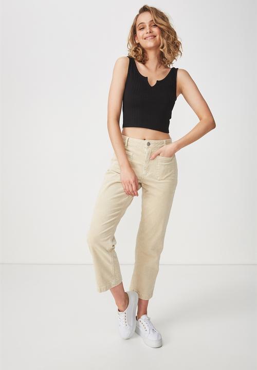 Cotton On - Sahara rib crop tank - black