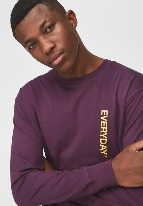 Cotton On - Everyday photo tbar long sleeve tee - purple