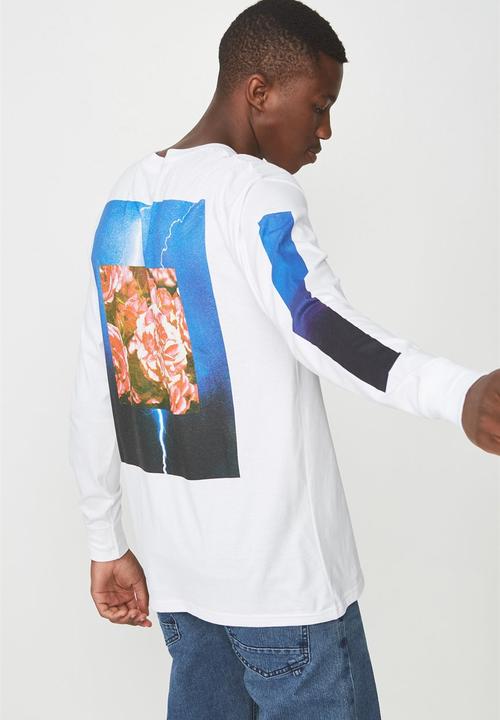 Cotton On - Lightening flower tbar long sleeve tee - white
