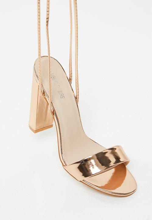 Public Desire - Suzu strappy lace up block heel - rose gold 