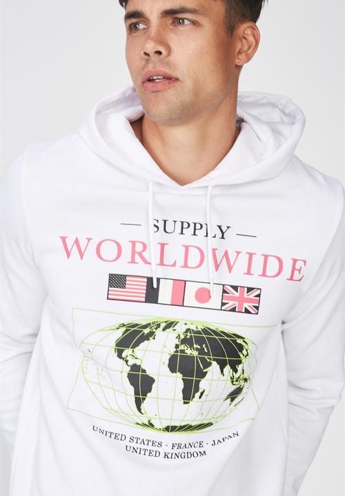 Cotton On - Worldwide supply fleece pullover - white