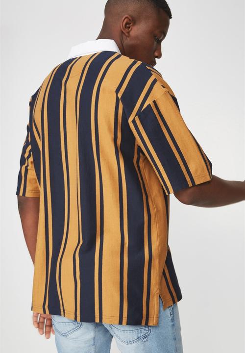 Cotton On - Oversized short sleeve polo - navy & orange 