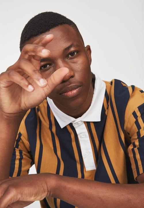 Cotton On - Oversized short sleeve polo - navy & orange 