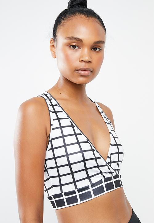 Missguided - Grid wrap front co od training bra - white