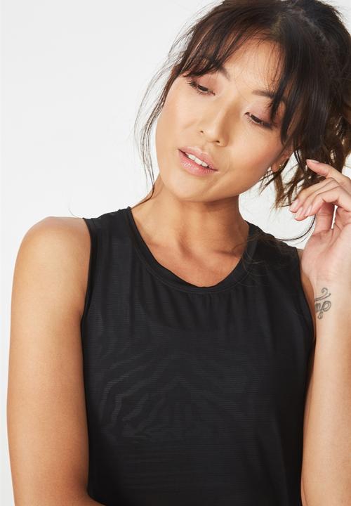 Cotton On - Active scoop hem tank - black