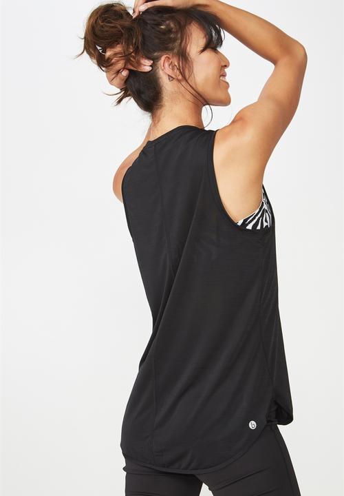 Cotton On - Active scoop hem tank - black