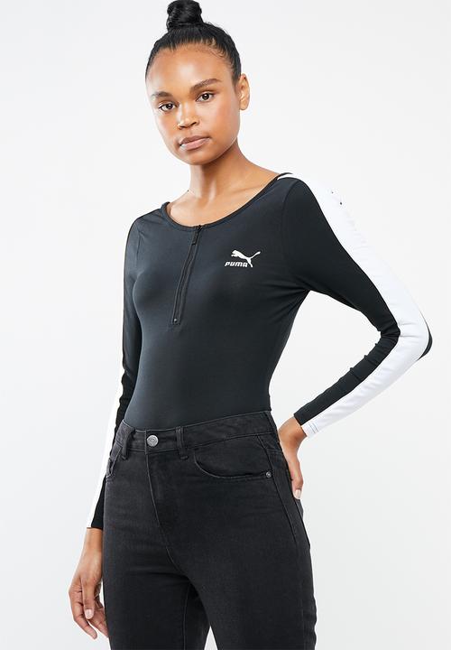 puma tape long sleeve zip bodysuit