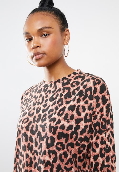 Missguided - Oversized T-shirt dress leopard - brown