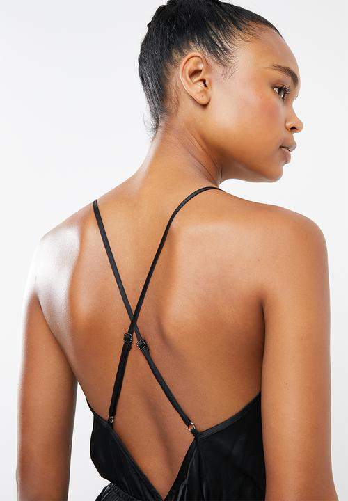 Missguided - Lace trim detail teddy - black