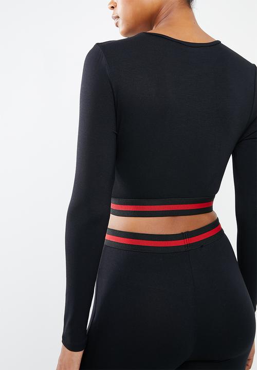 Missguided - Sports stripe lounge set - black