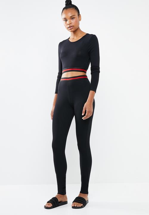 Missguided - Sports stripe lounge set - black