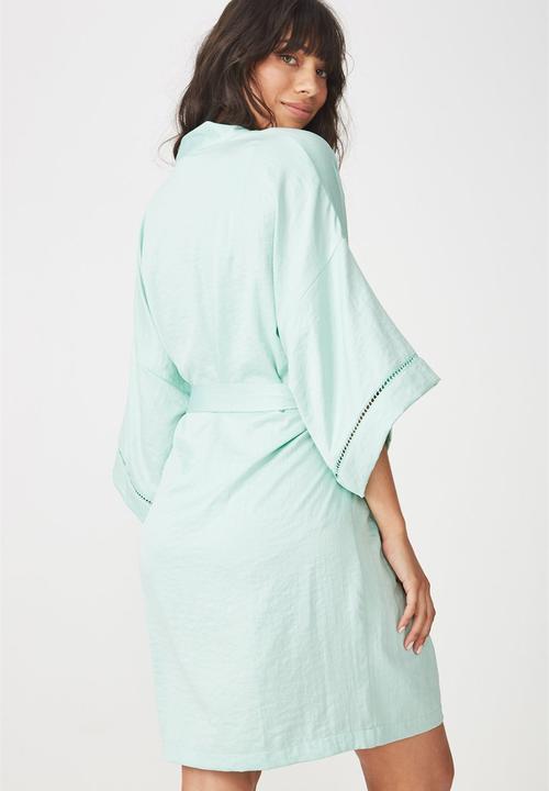 Cotton On - Textured kimono gown - turquoise