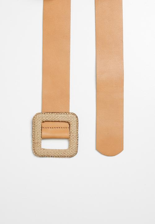 Superbalist - Raffia buckle leather belt - tan