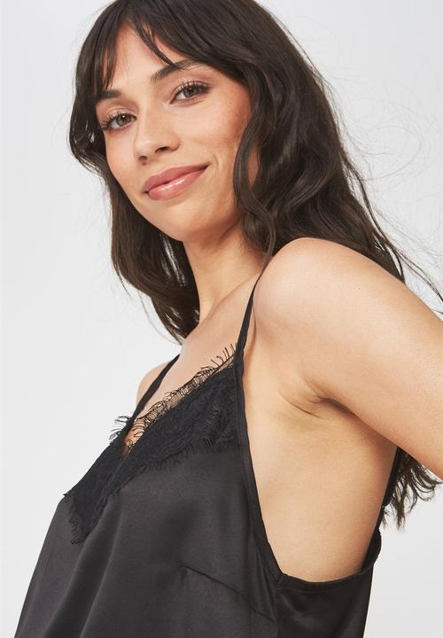 Cotton On - Love story woven cami - black