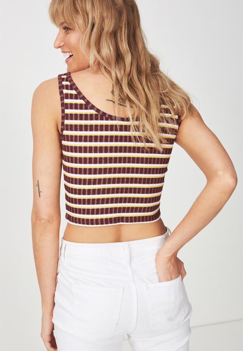 Cotton On - Sahara rib crop tank - multi