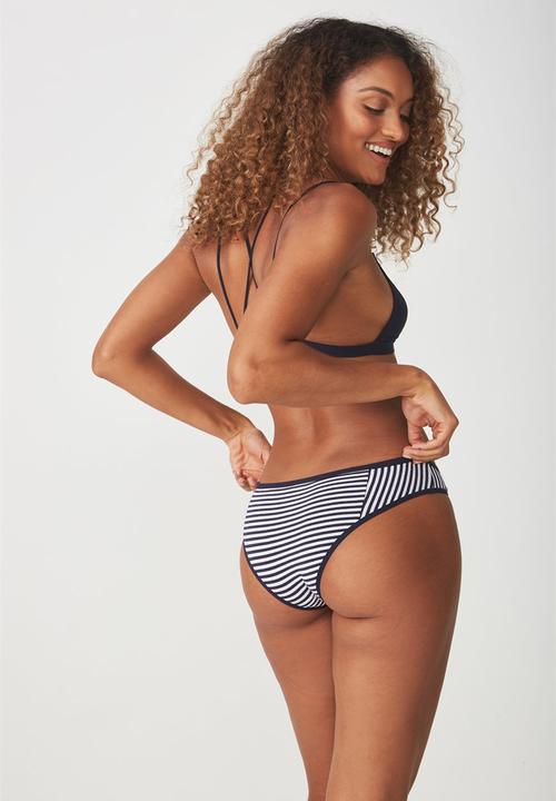 Cotton On - Cotton flat elastic cheeky - black & white 