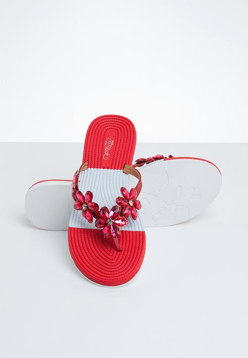 Miss Black - Folle sandal - red & white