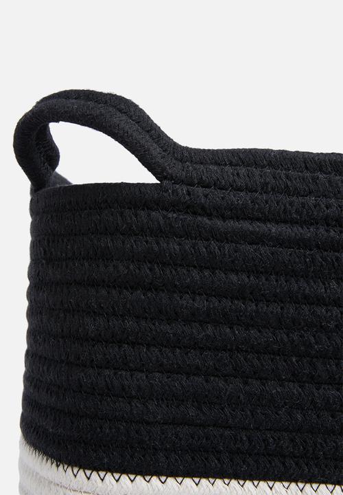 Sixth Floor - Cotton rope laundry basket - black & white