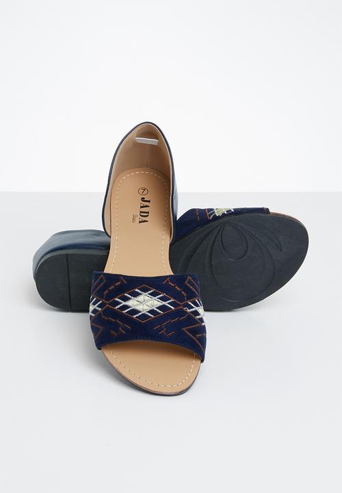 Jada - Tribal embroidered sandal - navy