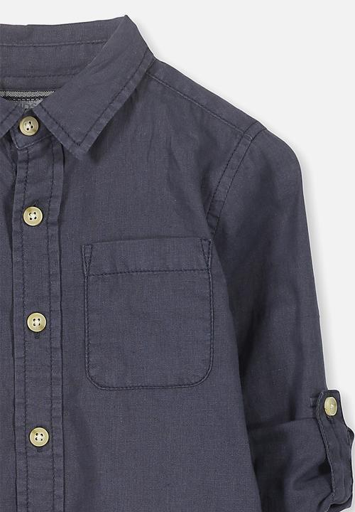 Cotton On - Noah long sleeve shirt - navy
