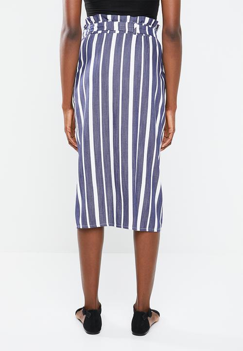 Superbalist - Spliced paperbag midi skirt - navy & white