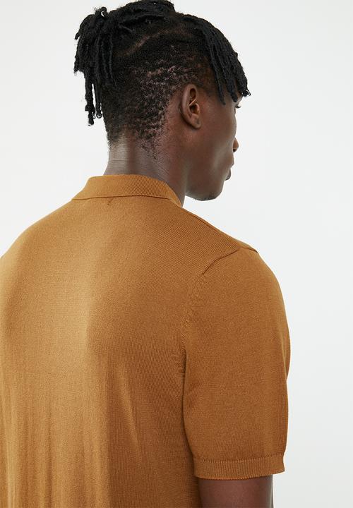 New Look - Rust block stripe polo tee - multi