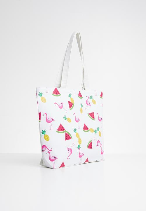 Pop Candy - Flamingo printed handbag - white