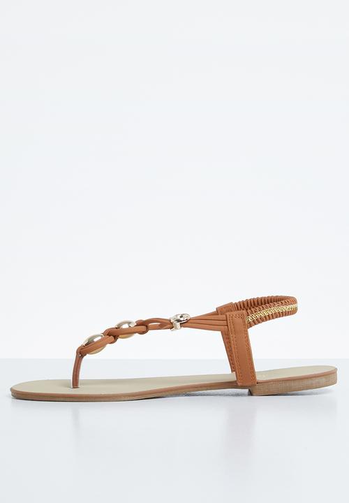 STYLE REPUBLIC - Strappy thong sandals - tan