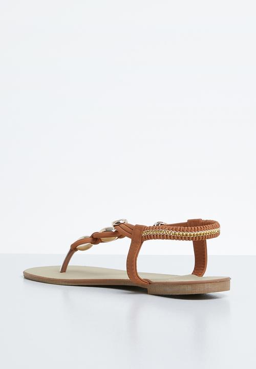 STYLE REPUBLIC - Strappy thong sandals - tan