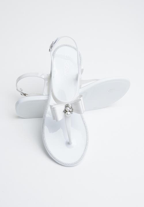 Miss Black - Bow detail sandals - white