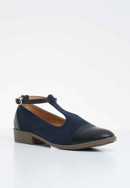 Jada - Fabric combo flat pointed pump - navy